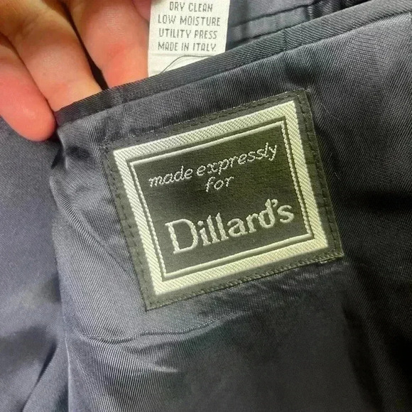 Riserva Made In Italy 100% Wool Blazer Sports Coat Mens 44R Black Pinstripe - Picture 10 of 11